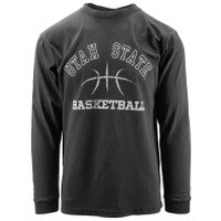 Utah State Basketball Distressed Long-Sleeve T-Shirt gray